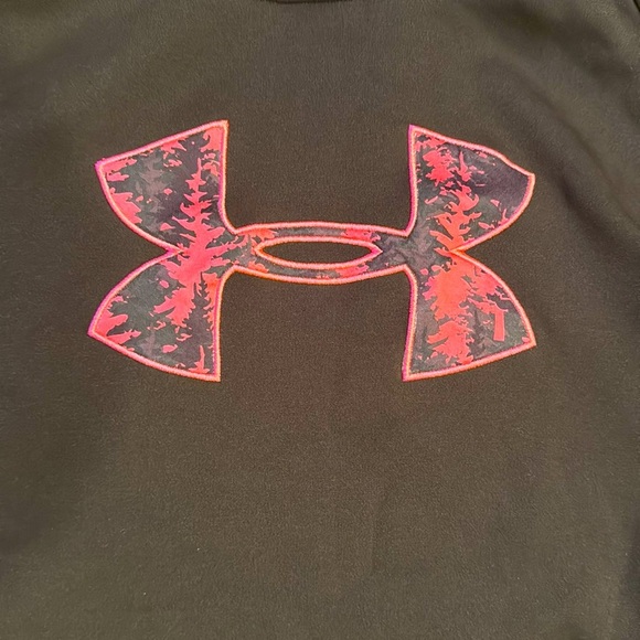 Under Armour Semi-Fitted Women’s Hoodie Size Small Brown Pink Camo Logo Pocket - Picture 4 of 8